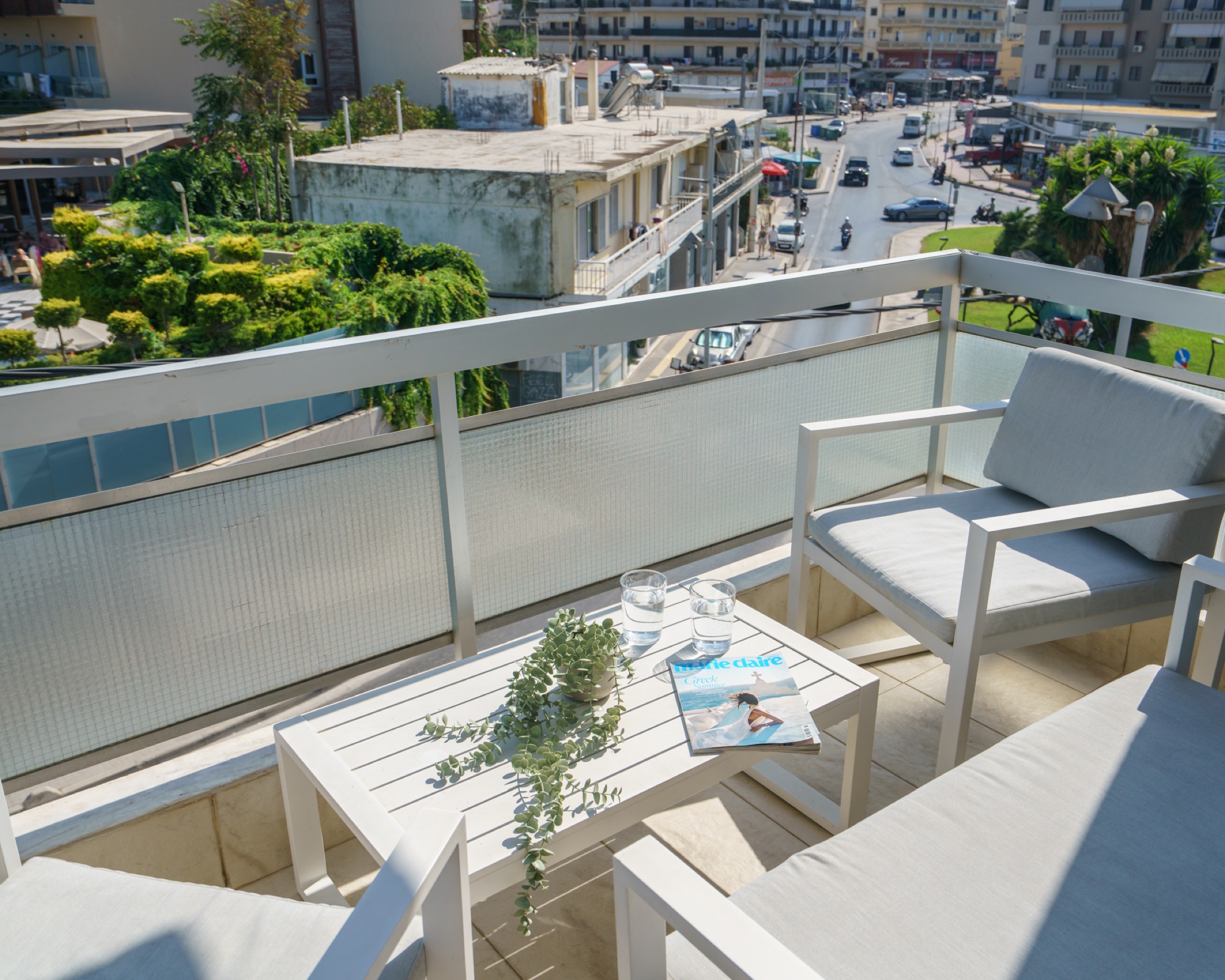Sunny furnished balcony at Costa Apartment